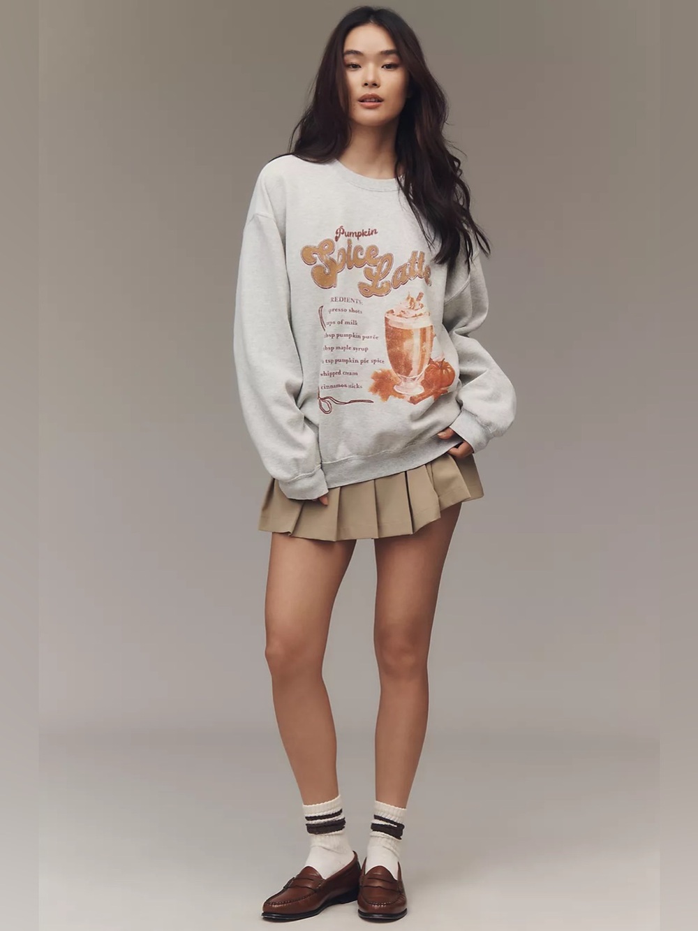 Anthropologie Pumpkin Spice Latte Graphic Sweatshirt Size Large